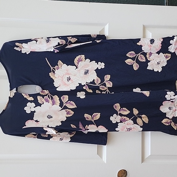 Bobbie Brooks size large Dark Navy Floral Dress – Long Sleeve Above-Knee Style - Picture 5 of 9
